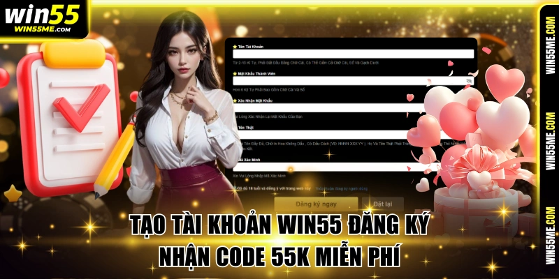 Tạo tài khoản để đăng ký nhận 55k miễn phí